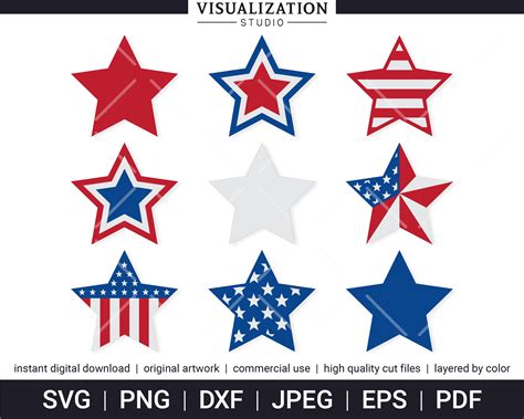 Patriotic Stars Vector Clipart Set INSTANT DIGITAL - Etsy