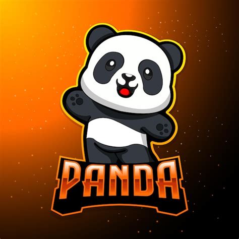 Logo De Mascotte De Jeu Esport Panda Mignon Vecteur Premium