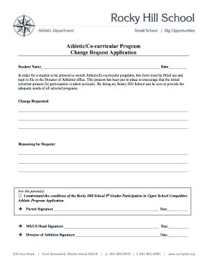 Fillable Online Athletic Co Curricular Program Change Request