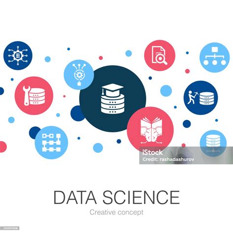 Data Science Template Lingkaran Trendi Dengan Ikon Sederhana Berisi