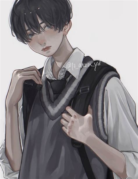 Uniform Boy Impasto Original Creation Illustration Pixivbox