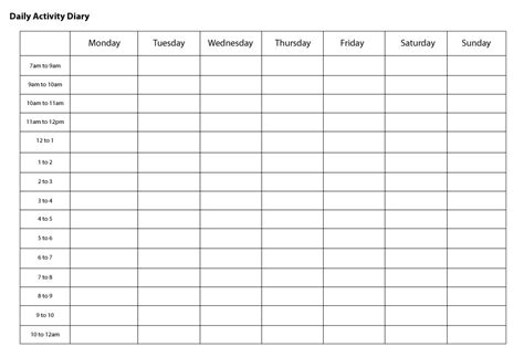 Daily Activity Diary Immediate Appointments Available
