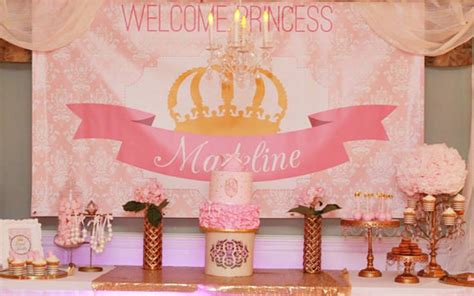 Princess Party Backdrop Pink and Gold Crown choose Your Size - Etsy