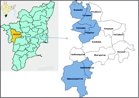 Map showing the study area of Tiruppur District | Download Scientific ...