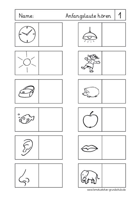 Anfangslaute abhören mit den 12 ersten Buchstaben pdf Lernstübchen