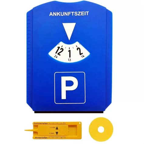 PARKSCHEIBE PARKUHR MIT Eiskratzer Gummilippe Und Reifenprofilmesser