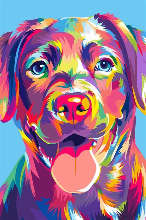 A Colorful Dog Is Shown On A Blue Background