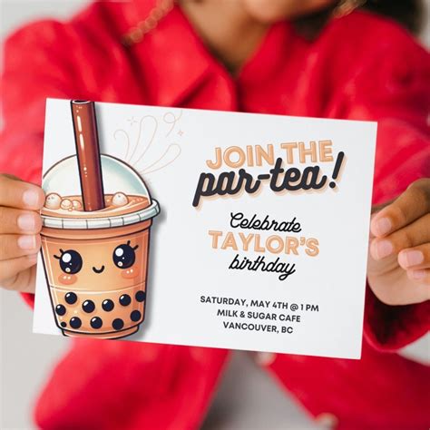 Boba Tea Birthday Invitation Template Birthday Par Tea Boba Tea Party