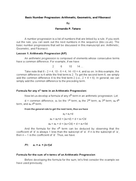 Number Sequence | PDF | Sequence | Arithmetic