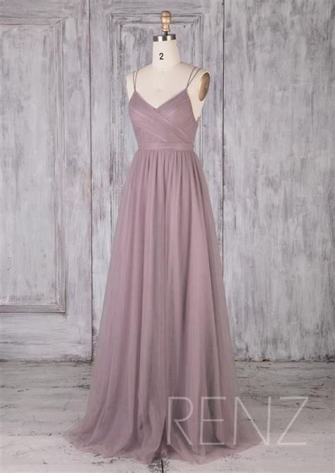 Bridesmaid Dress Dark Mauve Tulle Dresswedding Dressv Neck Etsy