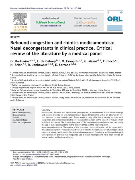 Rebound Congestion And Rhinitis Medicamentosa Nasal Decongestants In