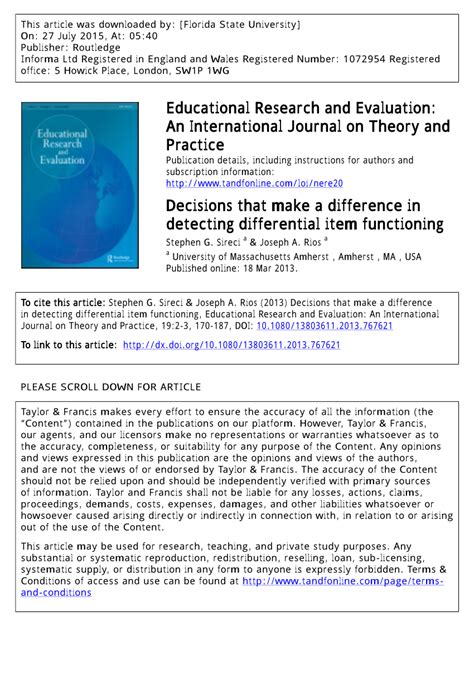 PDF Decisions That Make A Difference In Detecting Differential Item