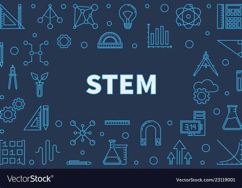 Science Technology Engineering And Math Blue Vector Image