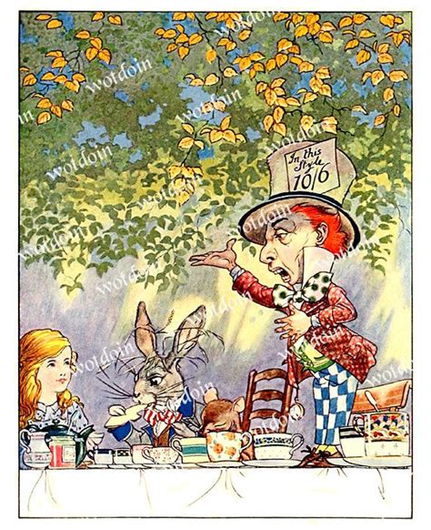 Mad Hatter Tea Party Alice In Wonderland Color Print Digital Download