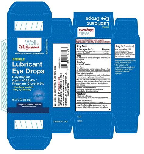 Dailymed Walgreens Lubricant Eye Polyethylene Glycol 400 And Propylene Glycol Solution Drops