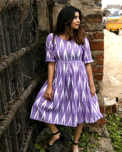 Lavender And White Ikat Printed Dress By Athira Designs The Secret Label