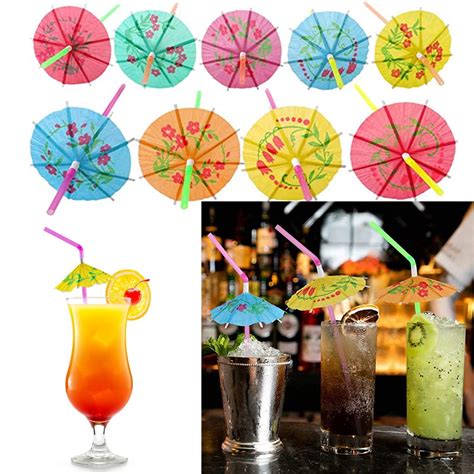 Dengmore Pcs Umbrella Disposable Bendy Drinking Straws For Luau