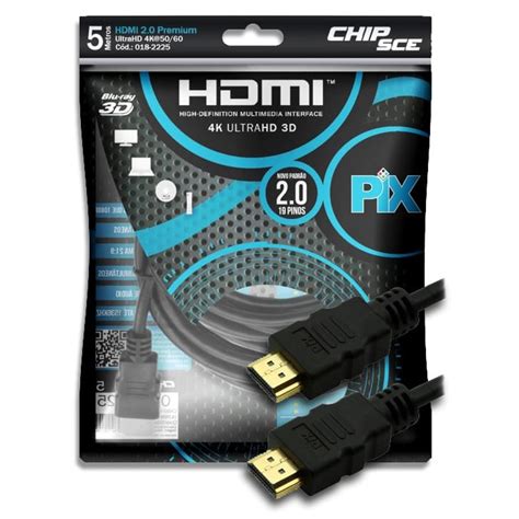 CABO HDMI 2 0 PREMIUM 5 METROS 19 Pinos 4K ULTRAHD HDR 60HZ 1080P