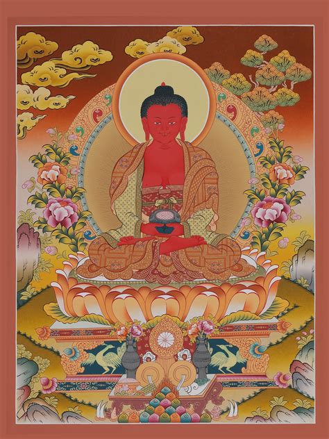 Amitabha Buddha Thangka Brocadeless Thangka Exotic India Art