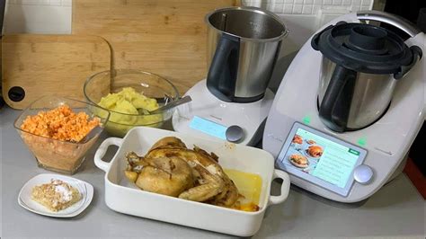 Kurczak na varomie z surówką puree i ciasto z owocami Thermomix Tm6 I