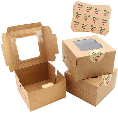 Wykoo Pack X X Inches Small Cookie Boxes With Window Brown