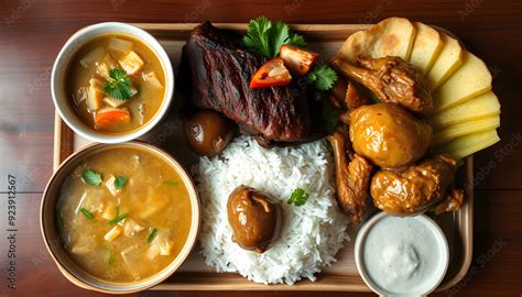 Foto De Filipino Dinner With Sinigang Lechon Kawali And Chicken Adobo