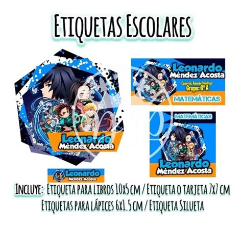 Etiquetas Escolares Demon Slayer