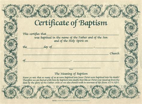 Baptism Certificates Parchment Pack Of Six Scripture Truth