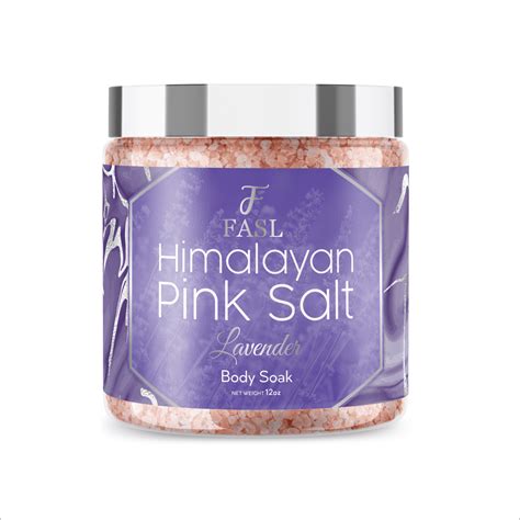 Fasl Organic Himalayan Pink Salt Body Soak With 100 Natural Lavender Essential Oils 12 Oz Jar