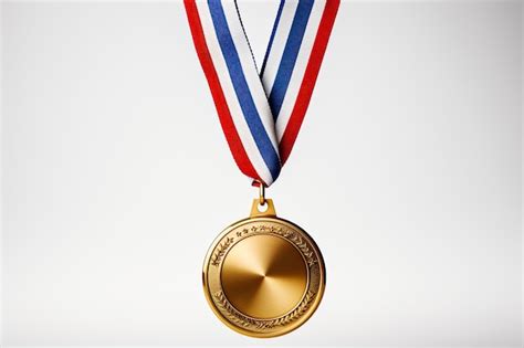 Premium AI Image | Gold medal hanging from a red white and blue ribbon