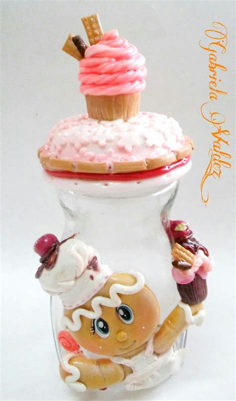 Frasco Decorado Cookie Porcelana Fria Cupcake Decorado Frasco