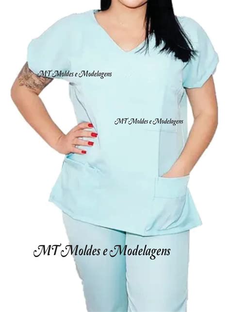 Molde Blusa e Calça Pijama Scrub Feminino Pijama Hospitalar