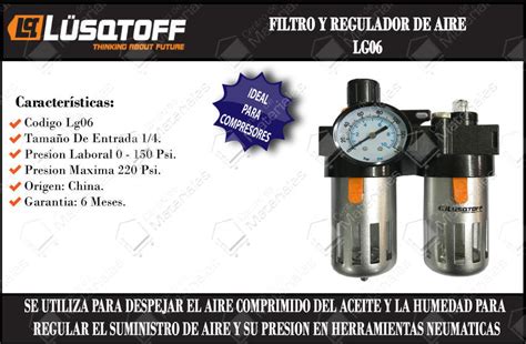 Lusqtoff Filtro Regulador Y Lubricador De Aire Con Manometro