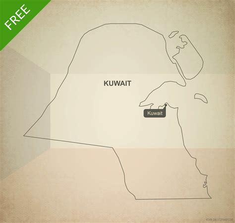 Free Vector Map of Kuwait Outline | One Stop Map