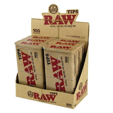 Raw Pre Rolled Tips 100 Pack Tin American Rolling Club