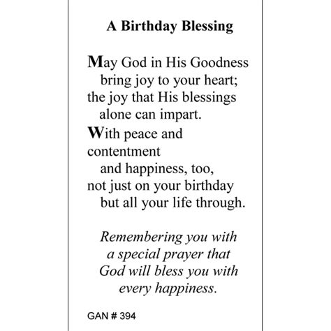 Birthday Prayer Card | Gannon's Prayer Card Co.