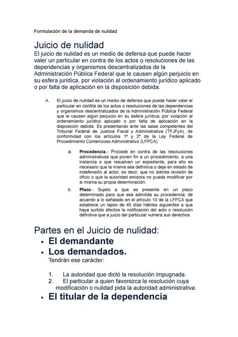 Formato De Demanda De Juicio De Nulidad En Materia Fiscal Tareas Porn