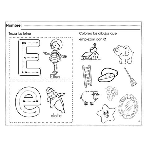 Traza Escribe Colorea Y Lee La Letra E