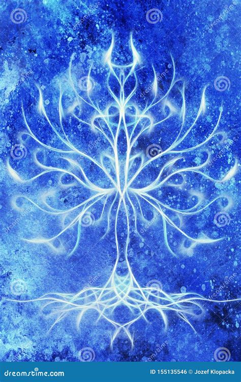 Tree Of Life Symbol On Structured Ornamental Background Yggdrasil