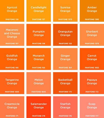 Assorted Orange Hues Pantone Orange Orange Color Palettes Orange