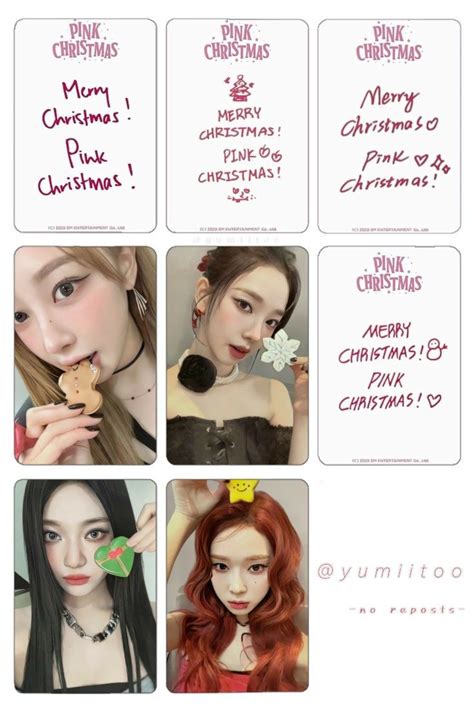 Aespa Drama Pink Christmas Signed 2 Printable Photocard Template