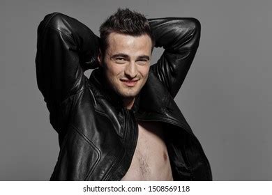 Leather Jacket Nude Torso Happy Man Stock Photo Shutterstock