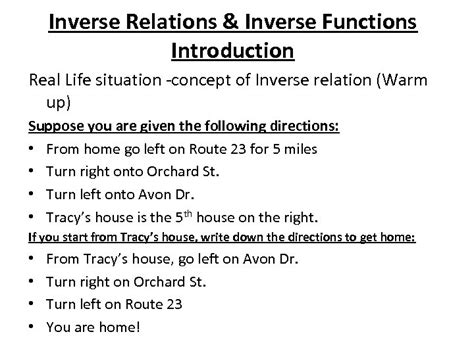 Inverse Relations Inverse Functions Lesson 1 introduction