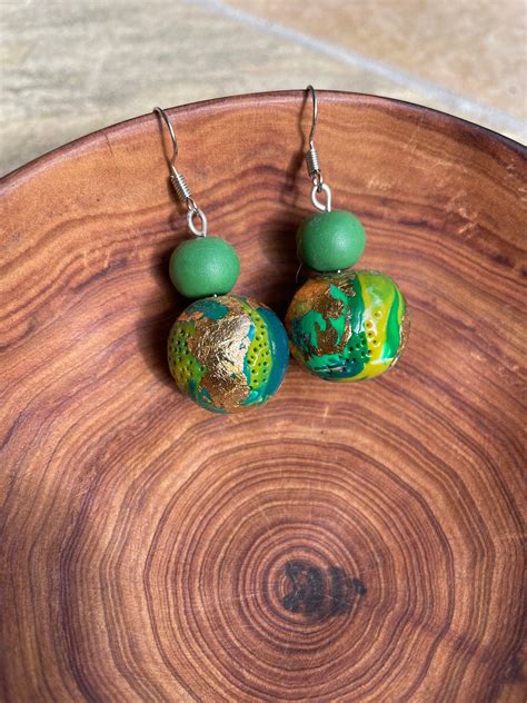 Polymer Clay Bead Earrings Etsy