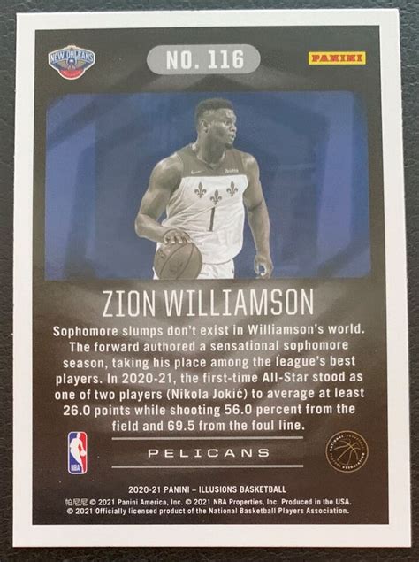 2020 21 PANINI ILLUSIONS ZION WILLIAMSON NEW ORLEANS PELICANS 116 EBay