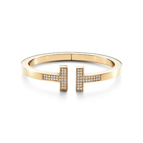 Tiffany T Square Bracelet In 18k Gold With Pavé Diamonds Medium