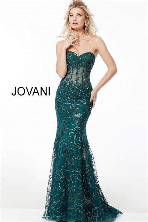 Jovani 62745 Corset Bodice Strapless Mermaid Prom Dress 6 Emerald