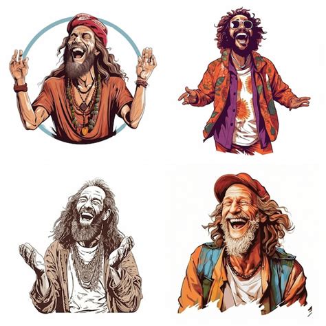 Premium Vector Bohemian Vector Laughing Man On White Background