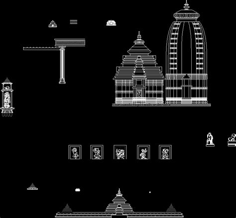 decorative elements  historic hindu temples odisha india dwg full