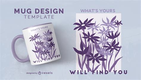 Purple Flowers Nature Mug Template Vector Download